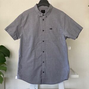 RVCA Men's slim fit Button Down Shirt gray L